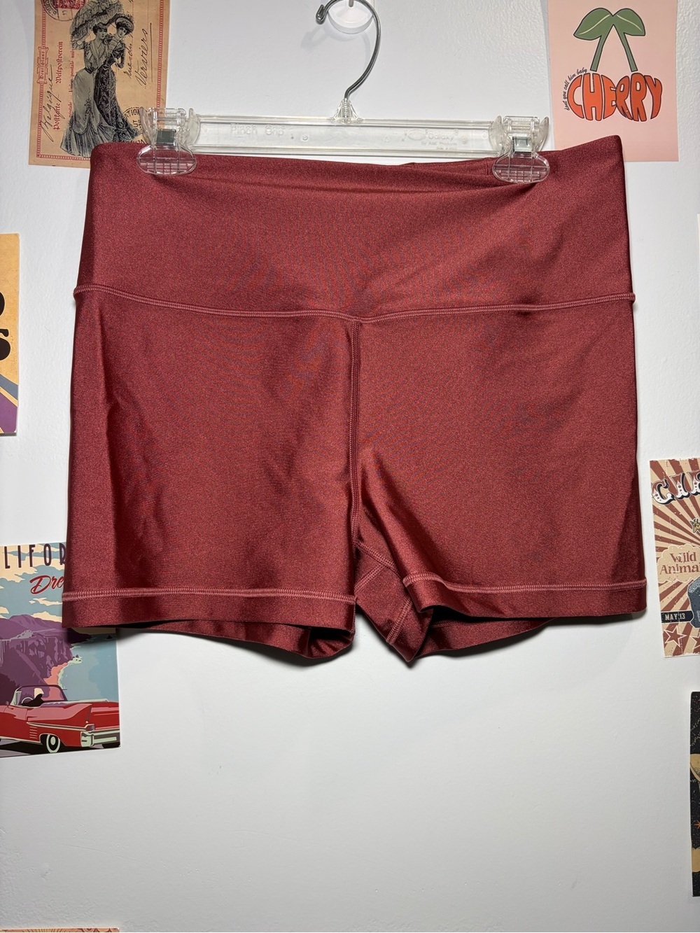 Athleta Mid-Rise Bike Shorts in Deep Red